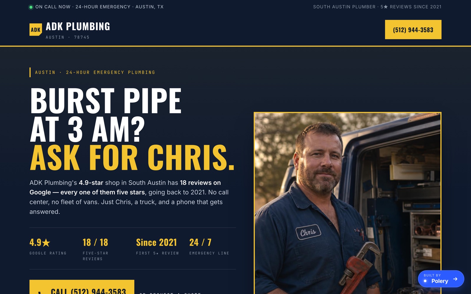 ADK Plumbing rebuilt landing page