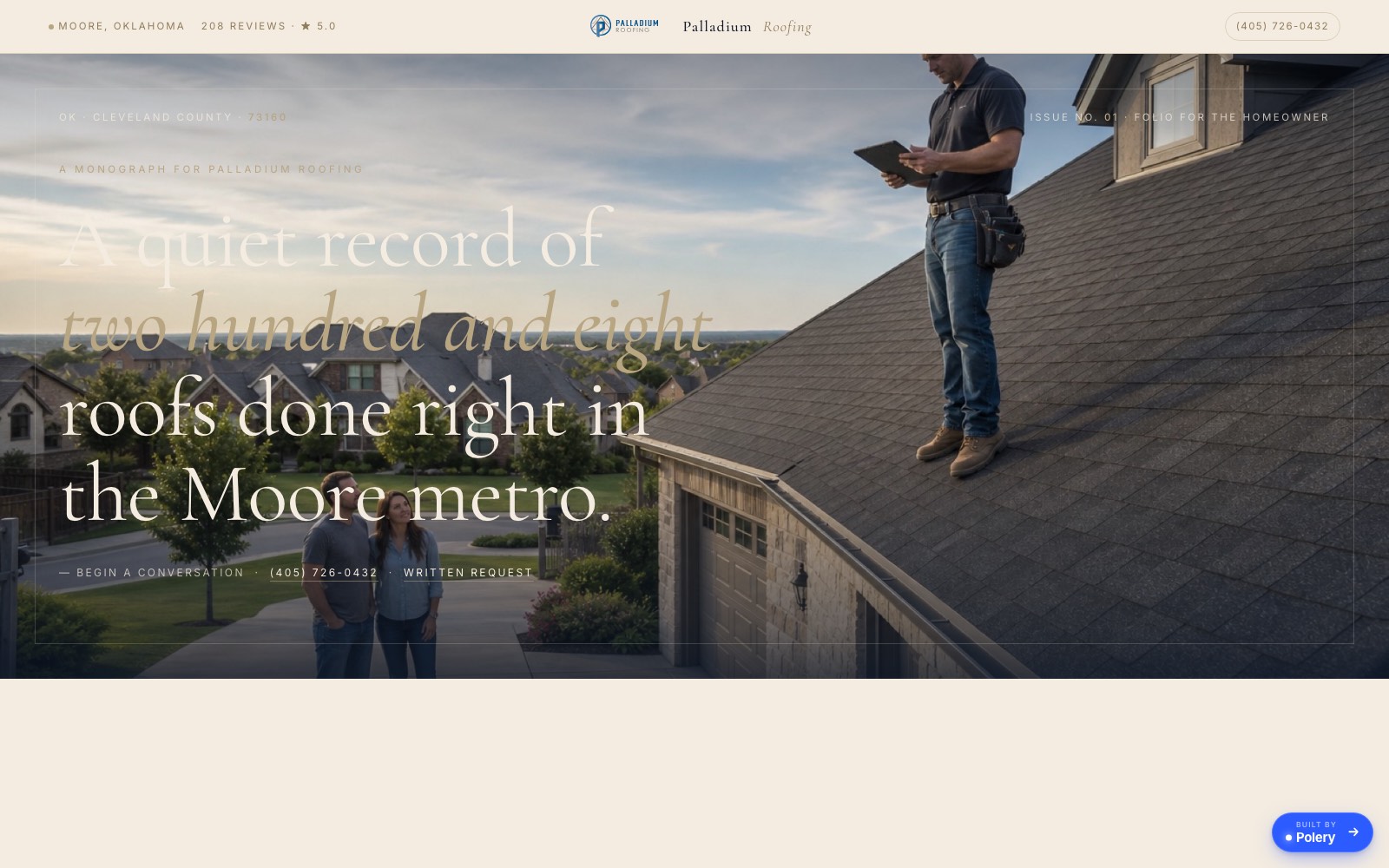 Palladium Roofing rebuilt landing page