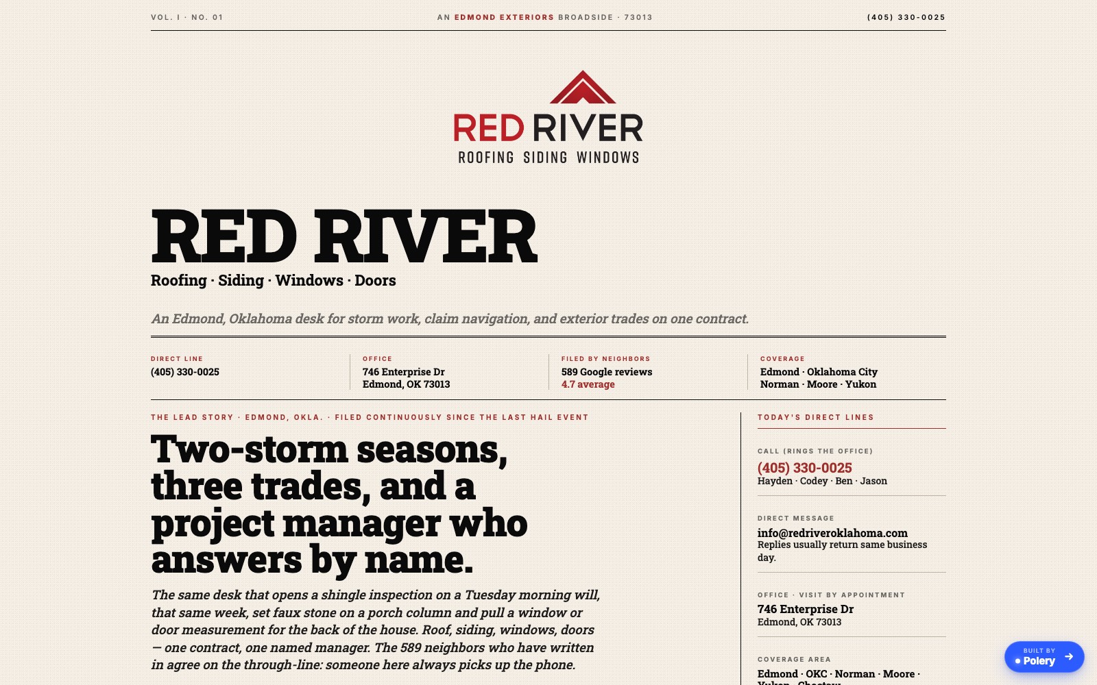 Red River Roofing rebuilt landing page