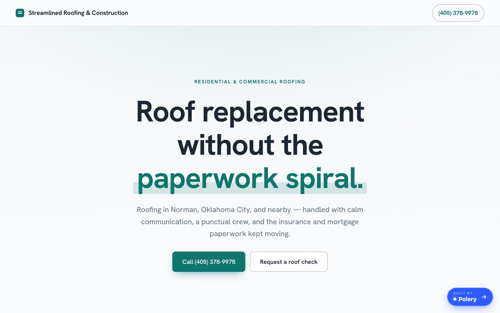 Streamlined Roofing rebuilt landing page
