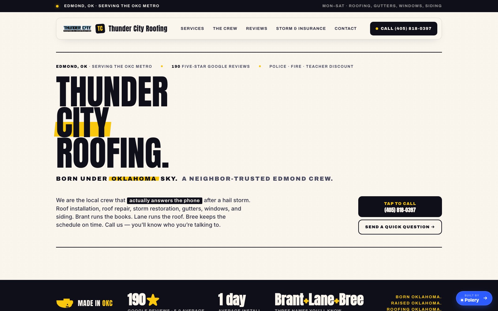 Thunder City Roofing rebuilt landing page