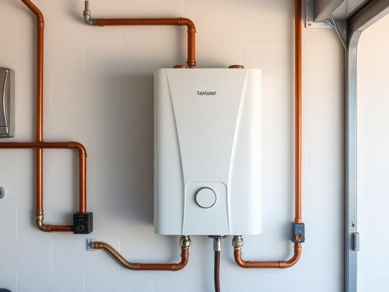 Newly installed water heater with neat copper supply lines